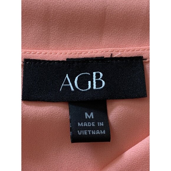 AGB Womens Peach Cowl Neck Layered Flutter Sleeve Blouse Size Medium - Picture 6 of 8